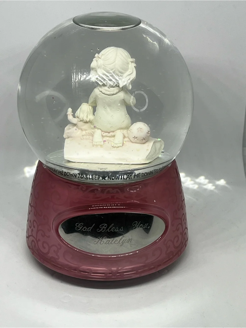 Prayer Girl Snow Globe Figurine Playing ‘The Lord is my Shepherd’